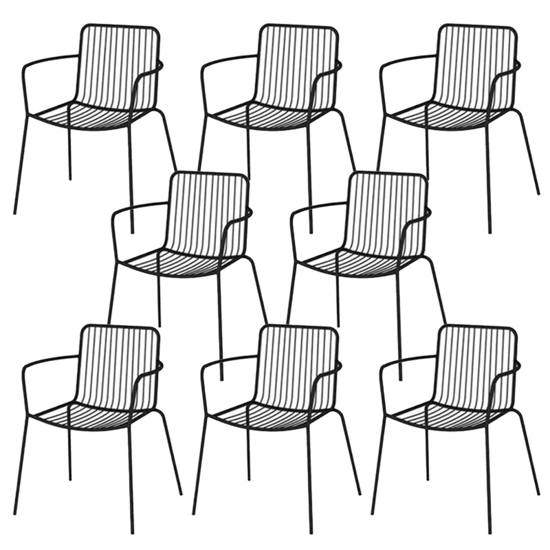 Modern Outdoors Dining Chairs Iron With Arm Stacking Patio Arm Chair