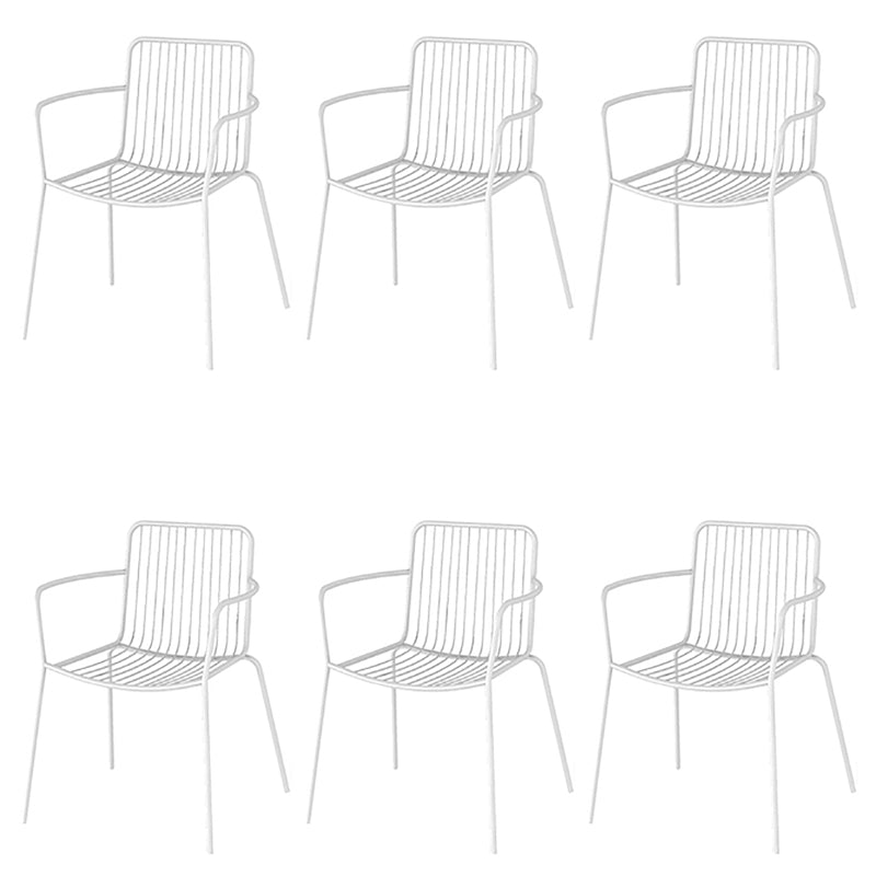 Modern Outdoors Dining Chairs Iron With Arm Stacking Patio Arm Chair