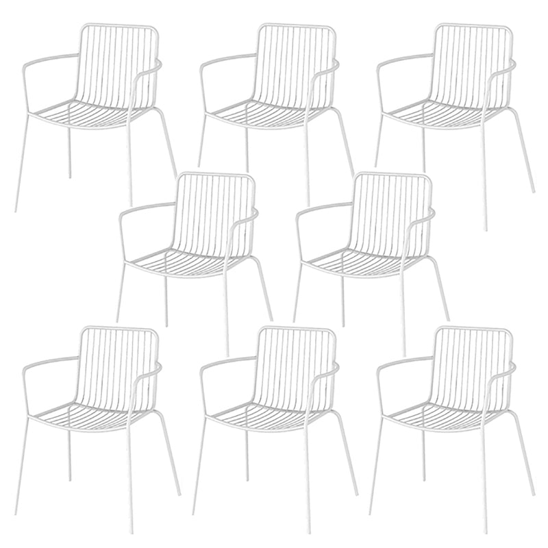 Modern Outdoors Dining Chairs Iron With Arm Stacking Patio Arm Chair