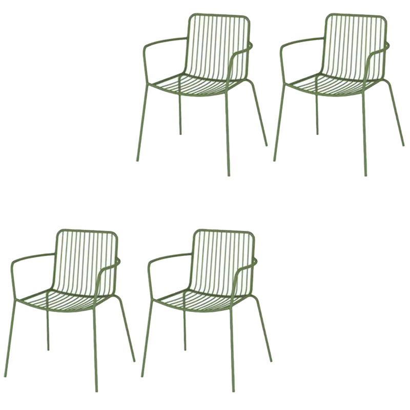 Modern Outdoors Dining Chairs Iron With Arm Stacking Patio Arm Chair