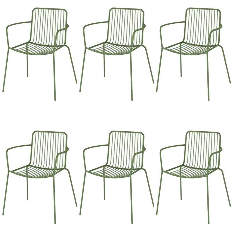 Modern Outdoors Dining Chairs Iron With Arm Stacking Patio Arm Chair