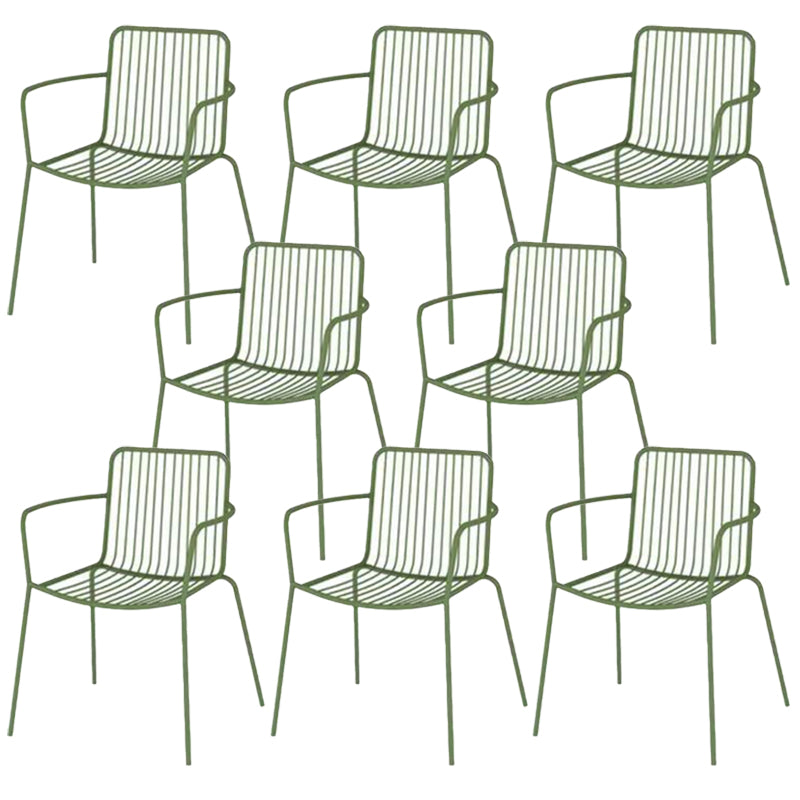 Modern Outdoors Dining Chairs Iron With Arm Stacking Patio Arm Chair