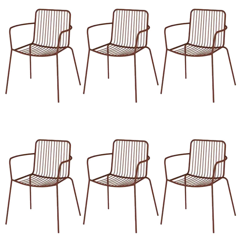 Modern Outdoors Dining Chairs Iron With Arm Stacking Patio Arm Chair