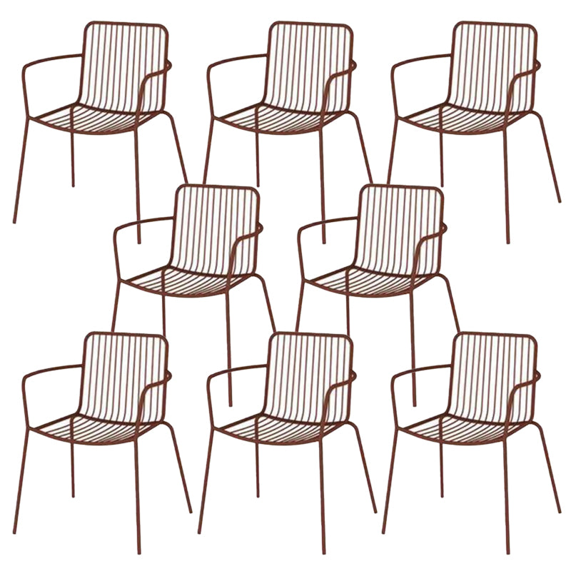 Modern Outdoors Dining Chairs Iron With Arm Stacking Patio Arm Chair