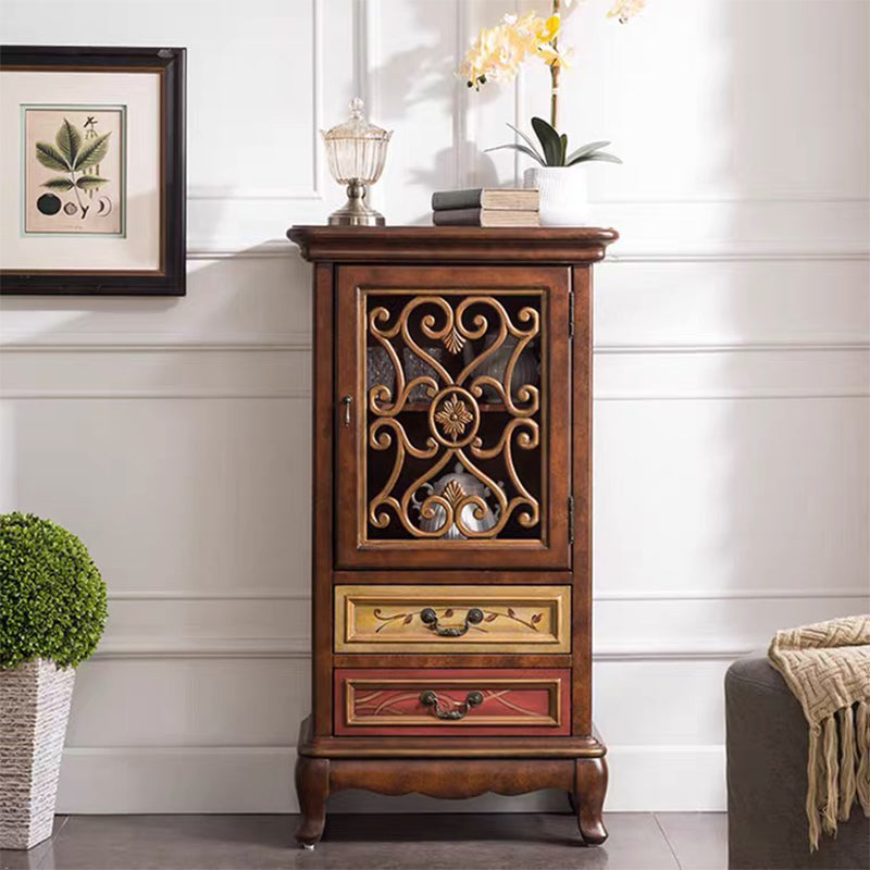 Mid-century Modern 1- Door Distressed Wood Cabinet, Rectangle Accent Cabinet