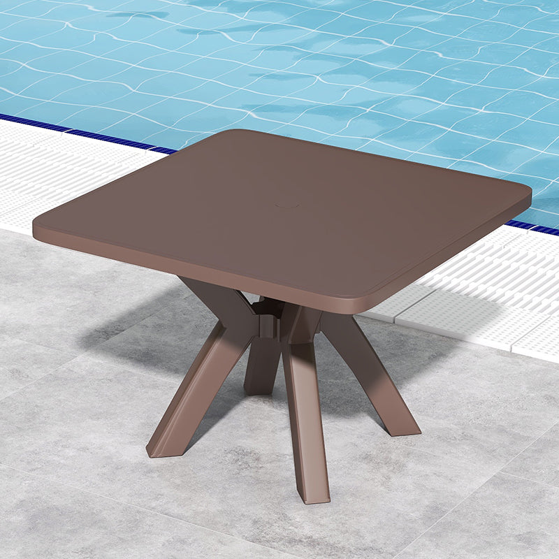 Waterproof Courtyard Table Modern Square Shape Plastic Outdoor Table