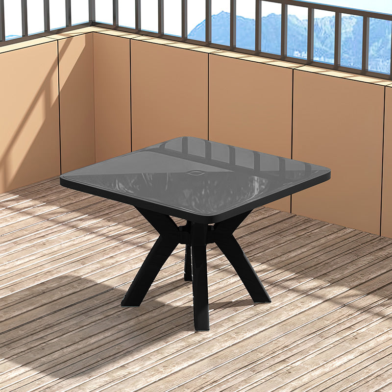 Modern Waterproof Courtyard Table Square Shape Plastic Outdoor Table