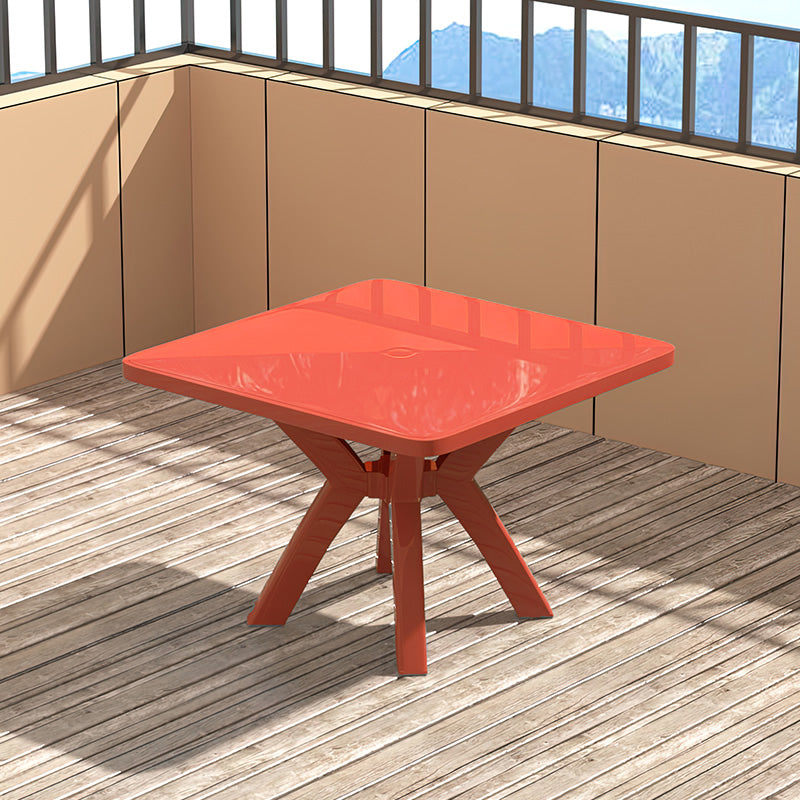 Modern Waterproof Courtyard Table Square Shape Plastic Outdoor Table