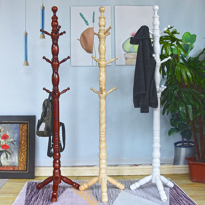 Modern Clothes Hanger Solid Wood Free Standing Coat Rack with Coat Hooks