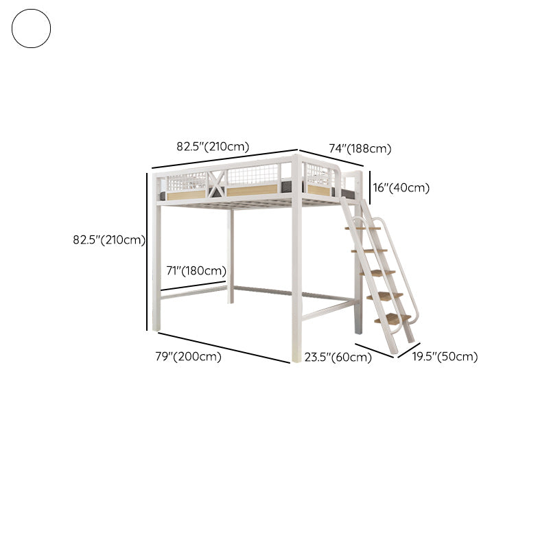 Metal Loft Bed with Built-In Ladder Black/White Kids Bed with Open Frame