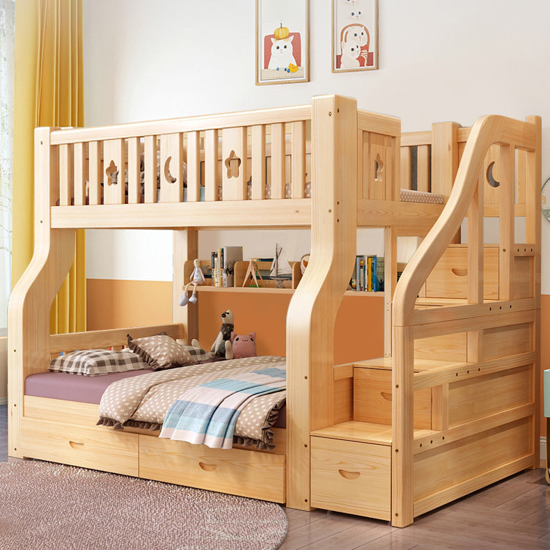 Scandinavian Bunk Bed Natural Pine No Theme Kids Bed with Drawers