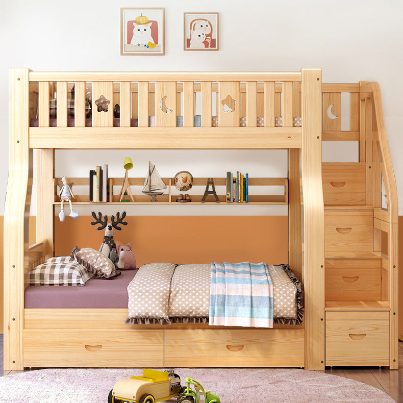 Scandinavian Bunk Bed Natural Pine No Theme Kids Bed with Drawers