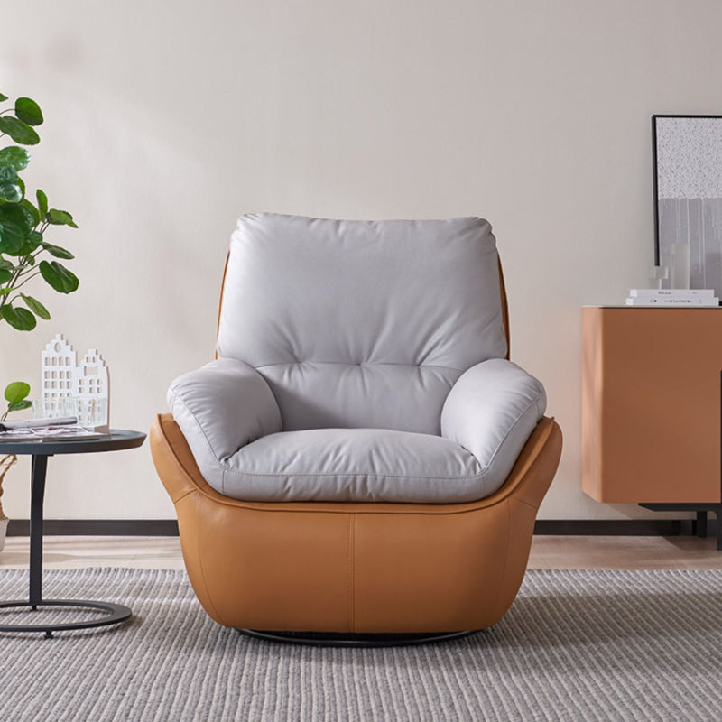 Contemporary Wingback Recliner Solid Color Metal Indoor Swivel Base Reclining