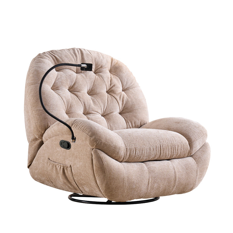 Contemporary Reclining Wingback Recliner Metal Solid Color Indoor Swivel Rocker