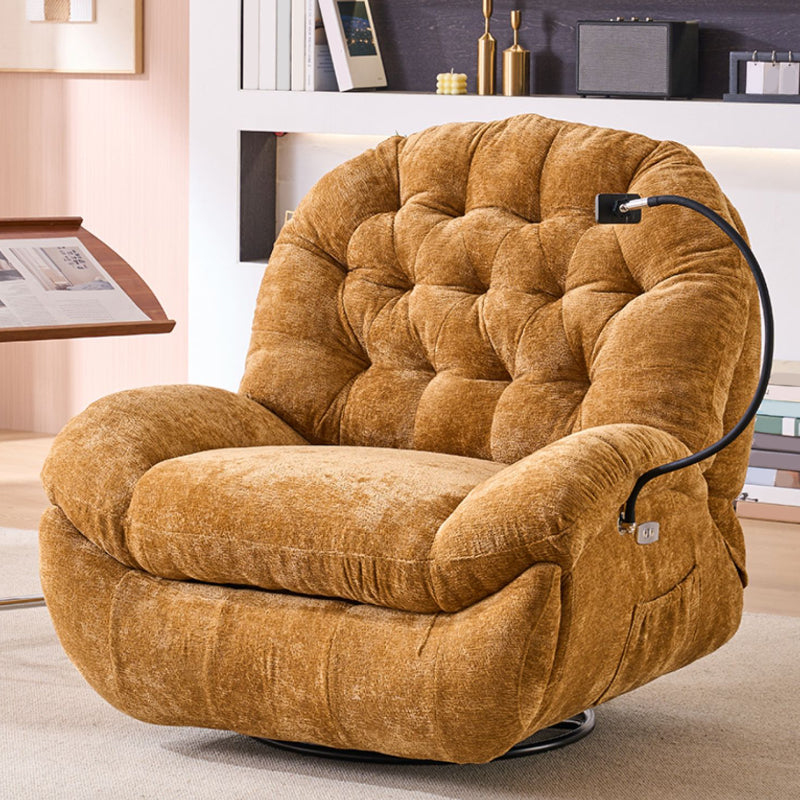 Contemporary Reclining Wingback Recliner Metal Solid Color Indoor Swivel Rocker