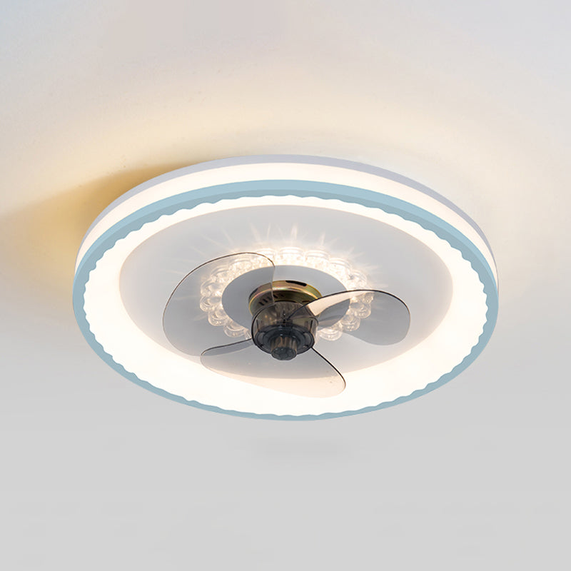 Metal Round Shape Ceiling Fans Modern Style Single Light Ceiling Fan Fixtures