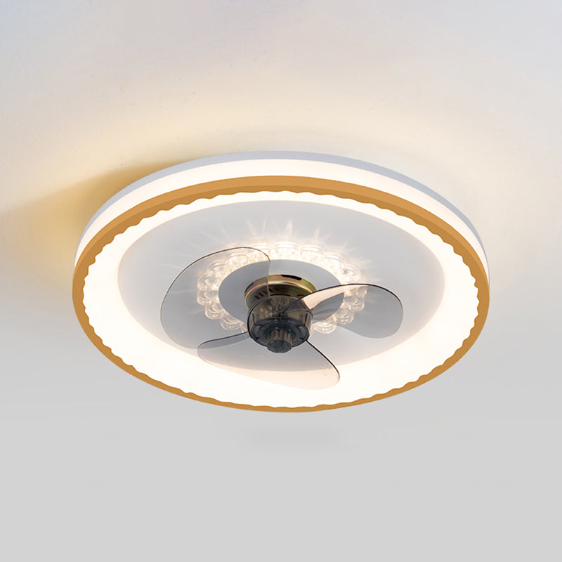 Metal Round Shape Ceiling Fans Modern Style Single Light Ceiling Fan Fixtures