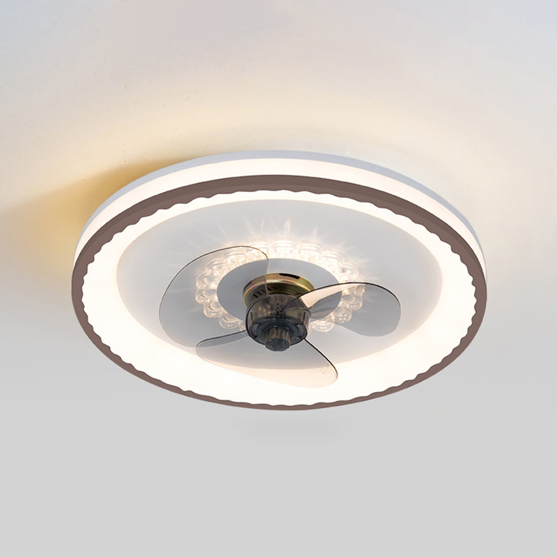 Metal Round Shape Ceiling Fans Modern Style Single Light Ceiling Fan Fixtures