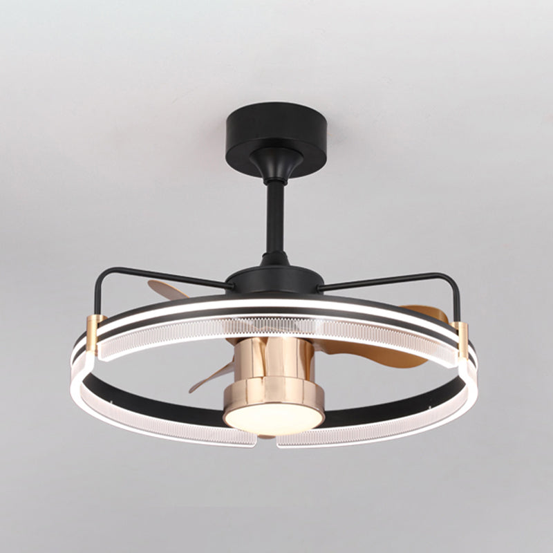 Metal Round Shape Ceiling Fans Modern 2-Lights Ceiling Fan Fixture