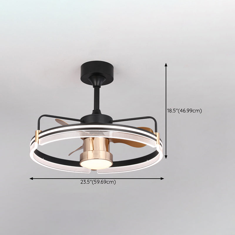 Metal Round Shape Ceiling Fans Modern 2-Lights Ceiling Fan Fixture