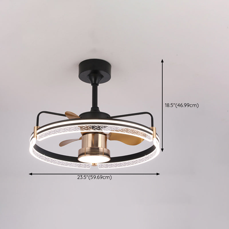 Metal Round Shape Ceiling Fans Modern 2-Lights Ceiling Fan Fixture