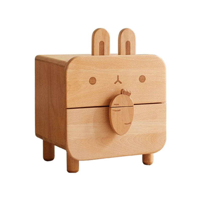 2 Drawer Standard Nightstand in Brone Solid Wood Kids Bedside Table