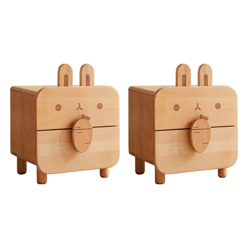 2 Drawer Standard Nightstand in Brone Solid Wood Kids Bedside Table