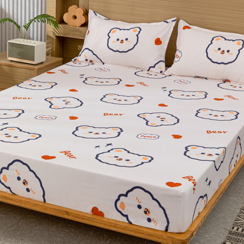 Cartoon Print Bed Sheet Set Modern Cotton Fitted Sheet for Bedroom
