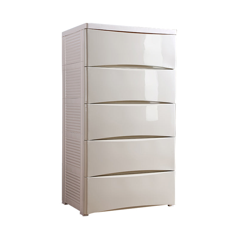 Contemporary Plastic Kids Nightstand 5/6 Drawers Vertical Nursery Dresser for Home