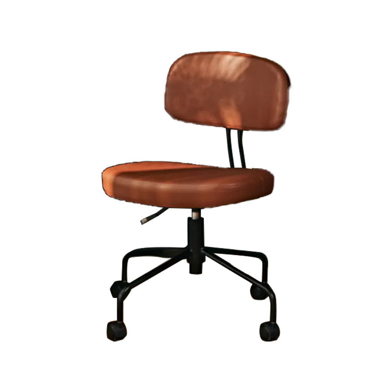 Modern Fixed Arms Office Chair Leather No Distressing Ergonomic Slide Chair with Wheels