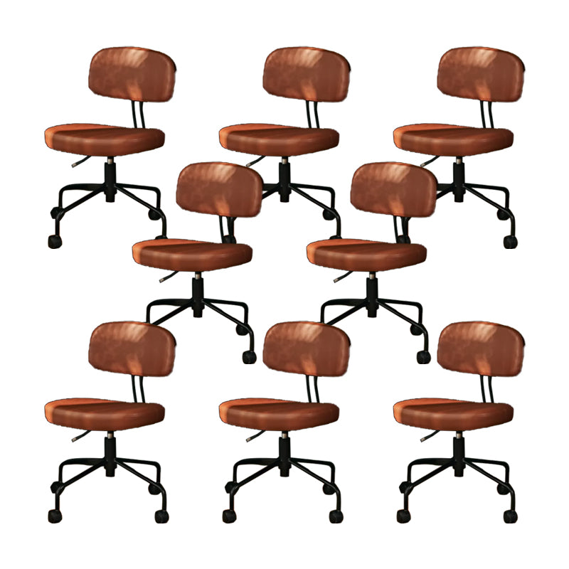 Modern Fixed Arms Office Chair Leather No Distressing Ergonomic Slide Chair with Wheels