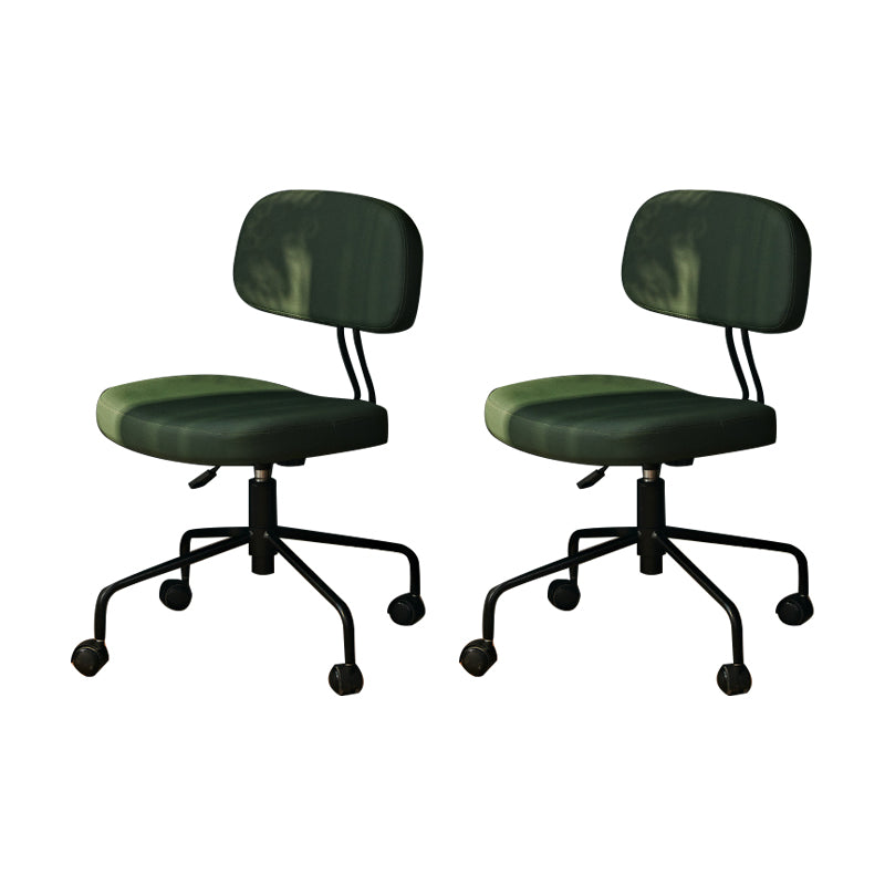 Modern Fixed Arms Office Chair Leather No Distressing Ergonomic Slide Chair with Wheels