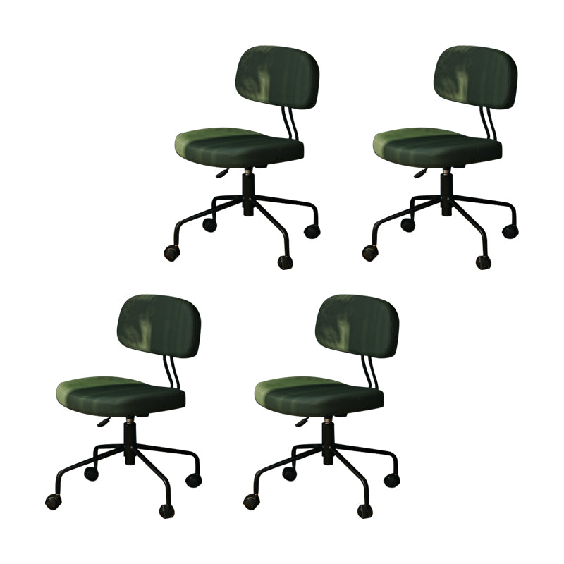 Modern Fixed Arms Office Chair Leather No Distressing Ergonomic Slide Chair with Wheels