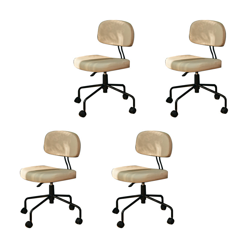 Modern Fixed Arms Office Chair Leather No Distressing Ergonomic Slide Chair with Wheels