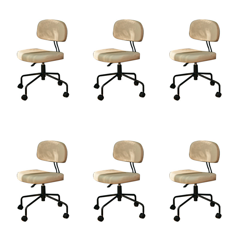 Modern Fixed Arms Office Chair Leather No Distressing Ergonomic Slide Chair with Wheels