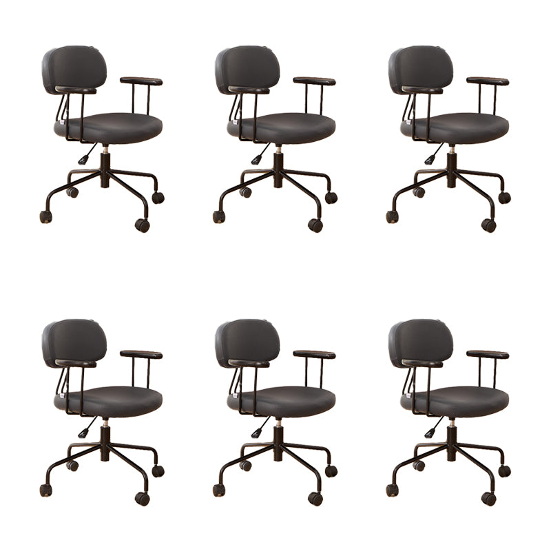 Modern Fixed Arms Office Chair Leather No Distressing Ergonomic Slide Chair with Wheels