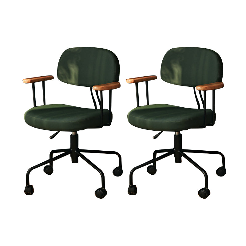 Modern Fixed Arms Office Chair Leather No Distressing Ergonomic Slide Chair with Wheels