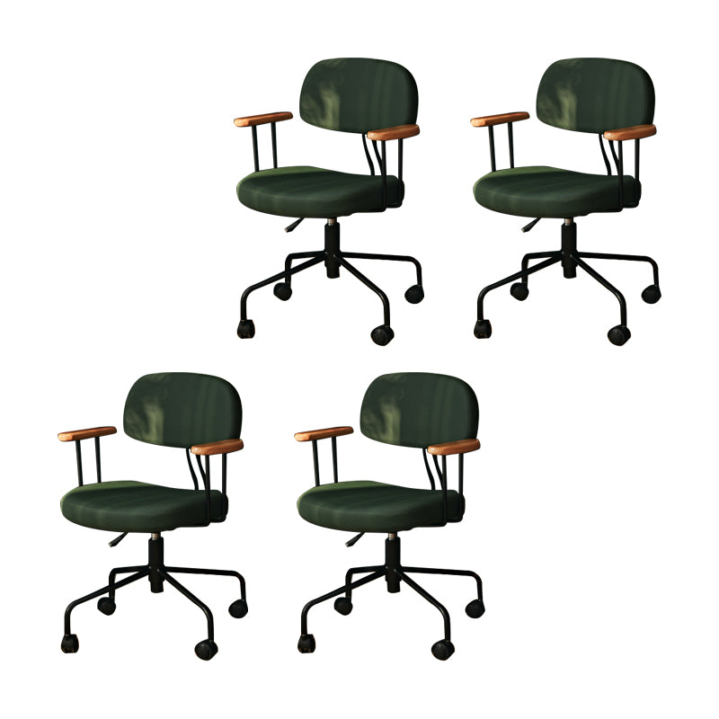 Modern Fixed Arms Office Chair Leather No Distressing Ergonomic Slide Chair with Wheels