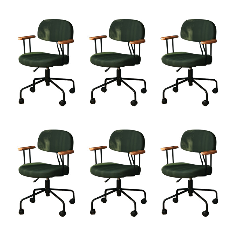 Modern Fixed Arms Office Chair Leather No Distressing Ergonomic Slide Chair with Wheels