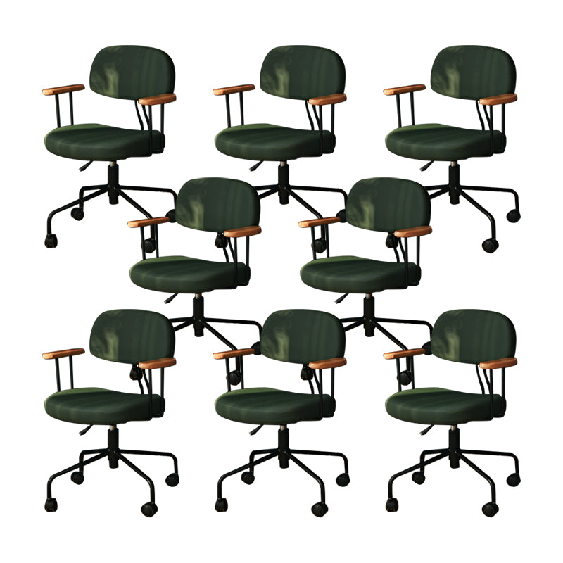 Modern Fixed Arms Office Chair Leather No Distressing Ergonomic Slide Chair with Wheels