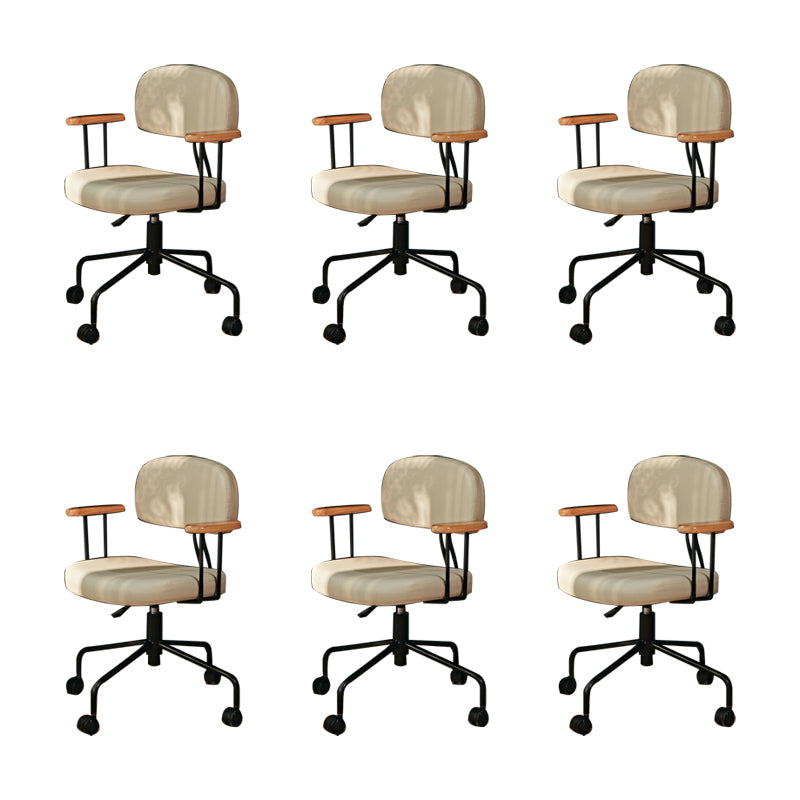 Modern Fixed Arms Office Chair Leather No Distressing Ergonomic Slide Chair with Wheels