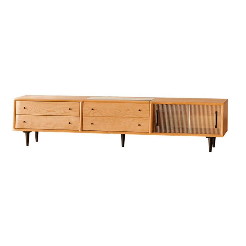 Contemporary Media Console Wooden TV Media Console with 4 Drawers