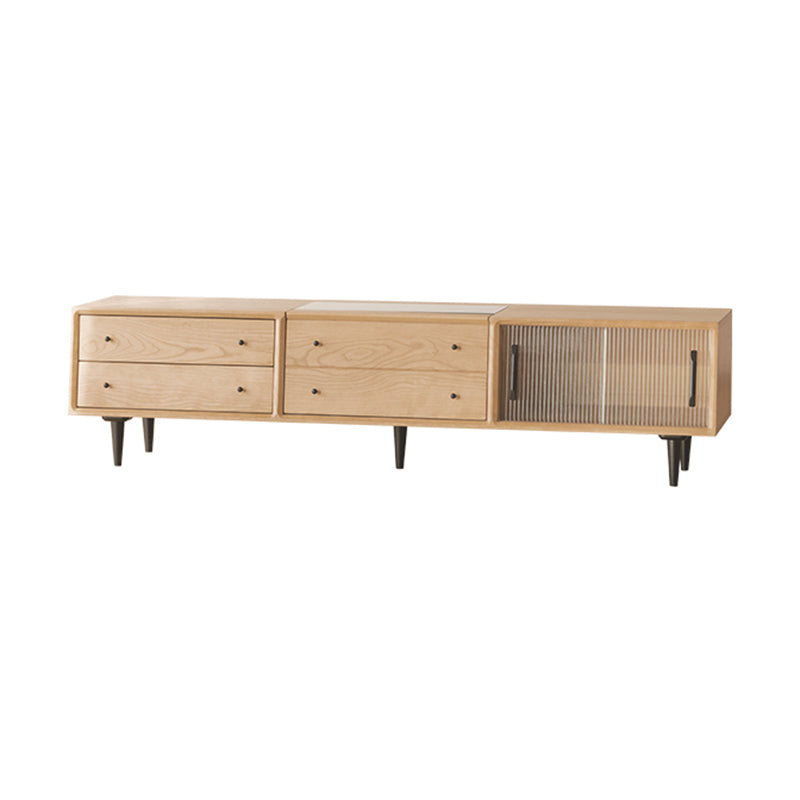 Contemporary Media Console Wooden TV Media Console with 4 Drawers