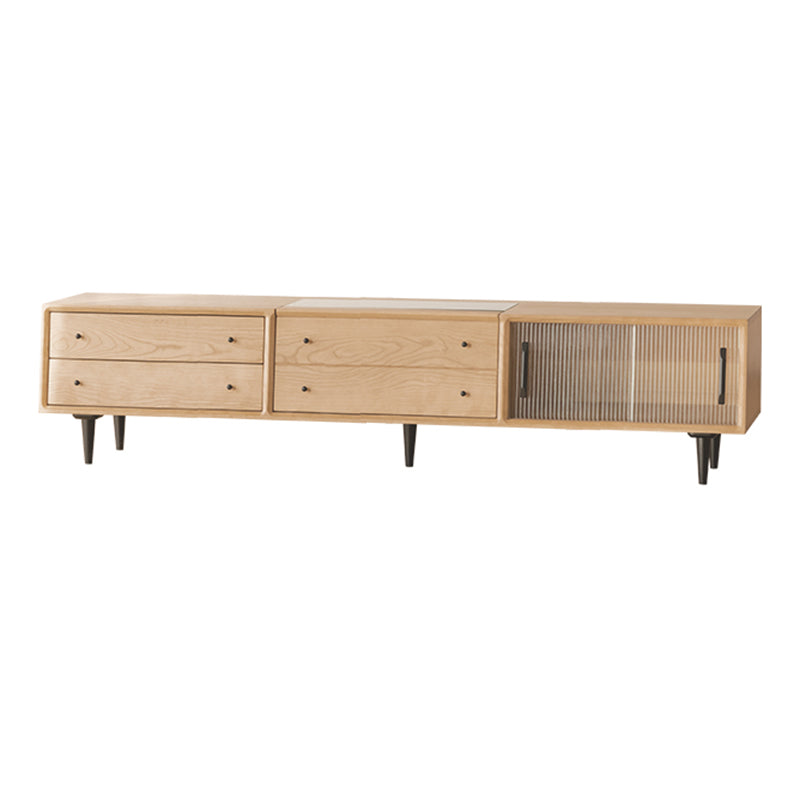 Contemporary Media Console Wooden TV Media Console with 4 Drawers