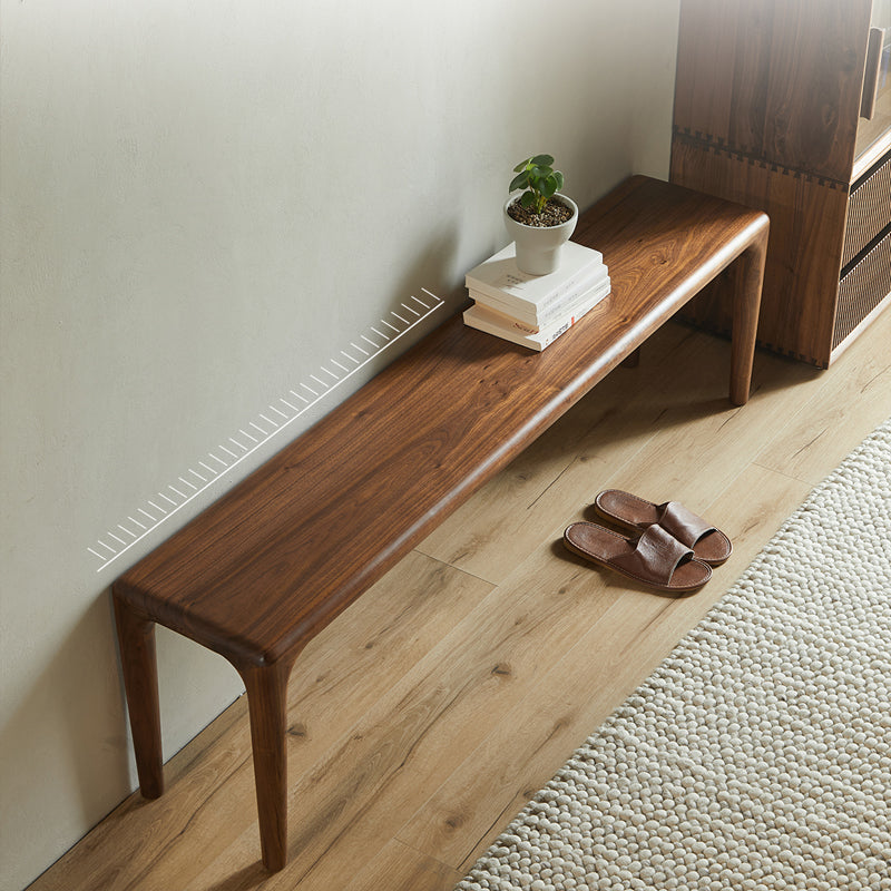 Rectangle Solid Wood Bedroom Bench Modern Seating Bench with 4 Legs