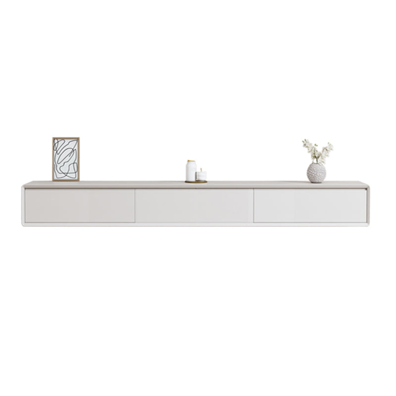 Modern White TV Console Wall Mounted Wood Media Console with Drawers