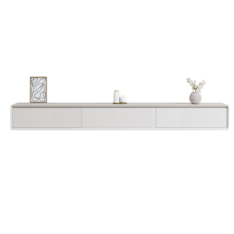 Modern White TV Console Wall Mounted Wood Media Console with Drawers