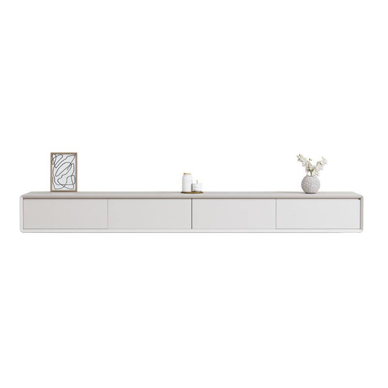 Modern White TV Console Wall Mounted Wood Media Console with Drawers