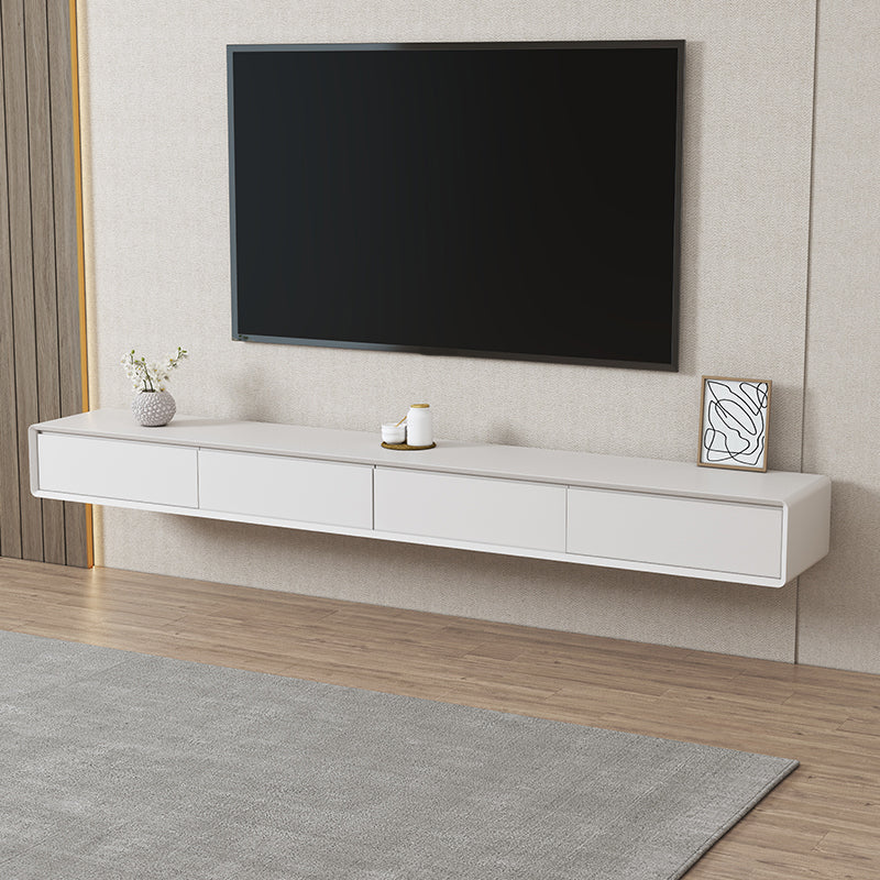 Modern White TV Console Wall Mounted Wood Media Console with Drawers