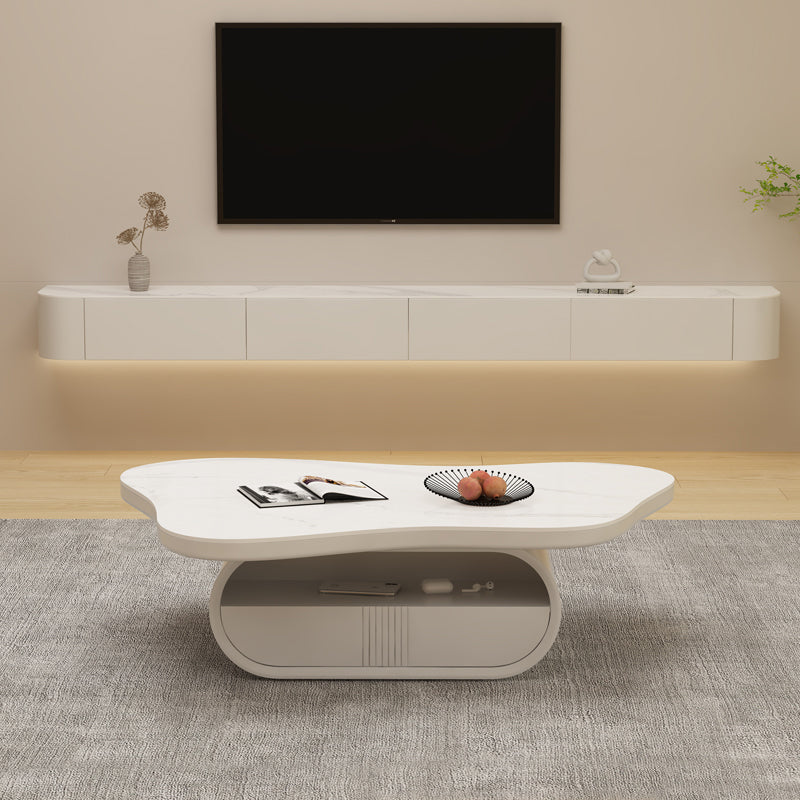 Contemporary White TV Console Wall Mounted Wood Media Console